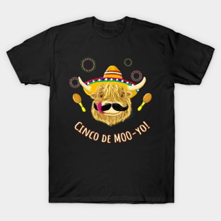 Scottish Highland Cow Celebrates Cinco De Mayo T-Shirt